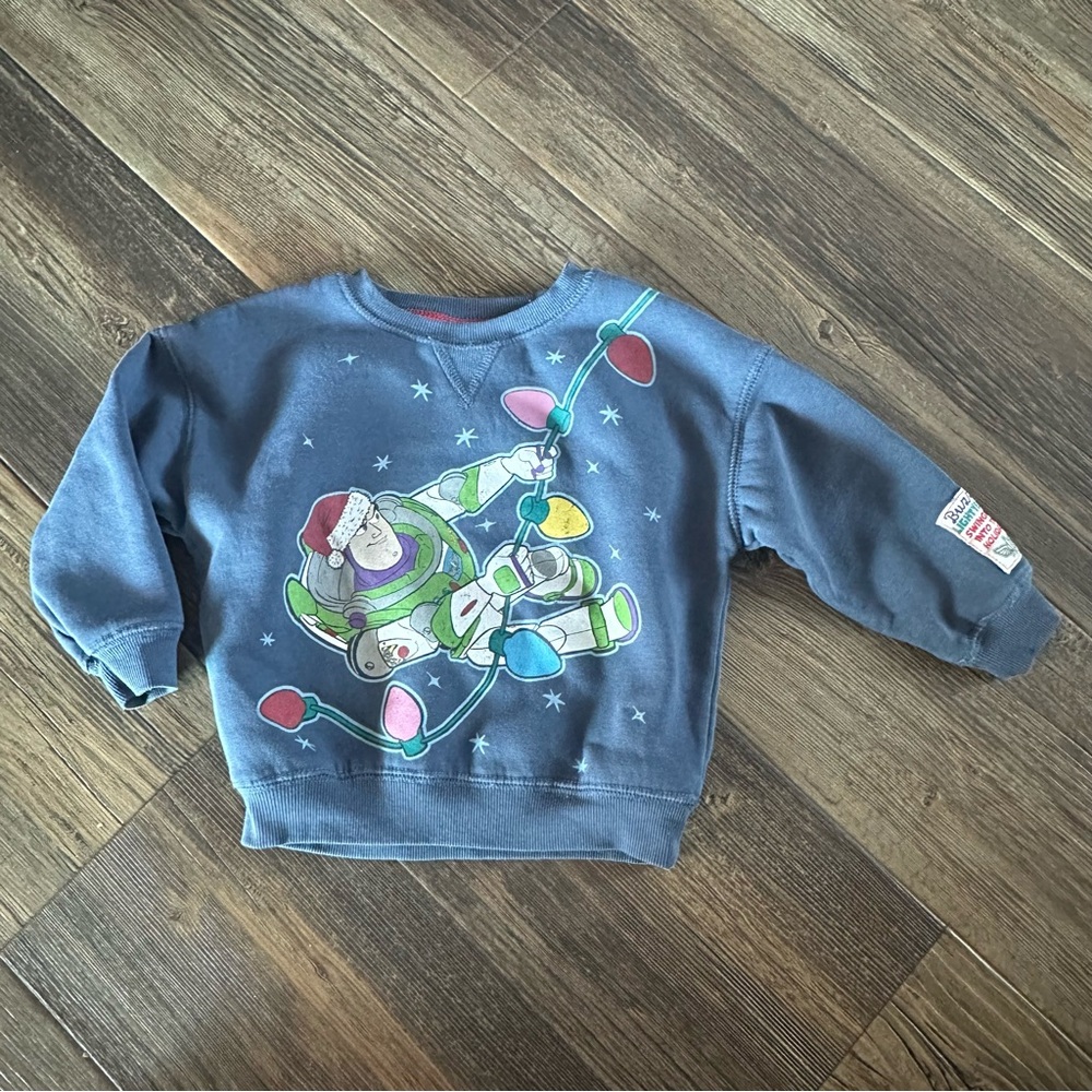 Disney Pixar Christmas Buzz Lightyear sweatshirt 18 mo toddler boy blue
